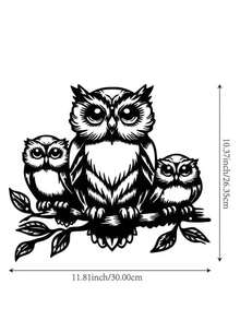 Metal Owl Sculpture - 1pc Decorative Iron Owl Wall Art For Garden, Patio, Living Room, Balcony - Outdoor Garden Patio Decorative Mural Fence Decoration, Indoor Home Wall Decor, No Electricity Required