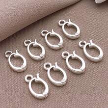 2/4/6pcs Real 18K Gold Plated Brass Oval Jewelry Clasp Buckle Spring With Ring Connectors Snap Clip Clasps For Jewelry Making DIY Crafts Findings - Multicolor - View 9