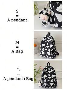 1pc Classic Basic Large Capacity Backpack For Back To School, With Laptop Compartment, Fashionable Multipurpose Backpack, All-Over Cow Print Pattern, High-Quality Nylon Material, Adjustable Shoulder Straps - Black and White - View 4