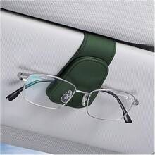 Sunglasses Holders For Car Sun Visor, Leather Eyeglasses Hanger Mounter, Magnetic Glasses Holder And Ticket Card Clip, Auto Interior Accessories Universal For SUV Pickup Truck - Green - View 1