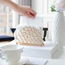 1pc Crystal Metal Elegant Crystal Napkin Holder, Great For Home Decor And Storage In Bedroom, Living Room And Car