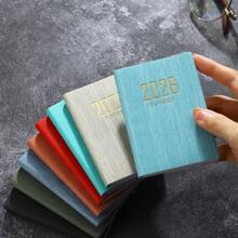 1pc 2026 New A7 Size English Planner Notebook, Mini Portable Pocket Daily Schedule Notebook, 64 Sheets 128 Pages Thin Weekly Calendar Notepad, Includes Annual Calendar, Monthly, Weekly And Daily Plan, PU Leather Cover, 4.17*3.07 Inch, 2026 New Version,School Supplies,Back To School