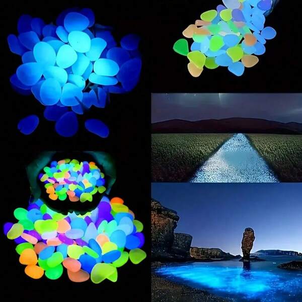 200pcs Outdoor Decorative Luminous Stones - They Absorb Light Like Mysterious Messengers During The Day And Shine Like Dreamy Elves At Night. Suitable For Ponds, Courtyards, Flower Pots, Halloween Walkways
