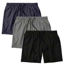 Kit Of 3 Men's Plain Tactel Shorts For Sports, Gym, And Running - Multicolor - View 1
