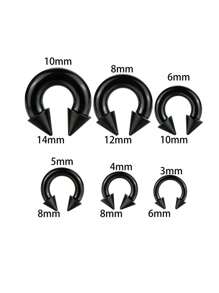 1 Peça Piercing de Septo/Expansor de Orelha Interno com Rosca, Formato de Bola com Picos, Material Aço Inoxidável, Tamanho Grande de 3mm a 10mm