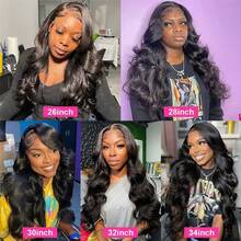40 Inch 13x6 Body Wave Lace Front Wigs Human Hair 250% Density Body Wave HD Lace Front Wigs Human Hair Pre Plucked Bleached Knots Transparent Frontal For Women - Natural Black - 查看 6