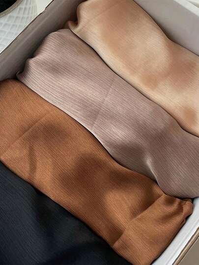 FADZOYLE 1pc Elegant Crepe Crinkled Solid Color Scarf Texture Satin Hijab Shawls And Wraps Silky Feeling Long Soft Headscarf Headbands Bandana Beach Cover Up Sarong Daily Life Evening Party Dresses Wedding Party Balls Banquets Bridesmaid Scarves Headscarfs Women Accessories