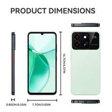 ZTE 中兴，智能手机，Blade A35 幻影黑，已解锁，Android 14，（4GB RAM + 8GB Fusion）+ 64GB ROM，5000mAh 电池，双 SlM 4G，插头为欧洲标准，支持 NFC，4G LTE，全球版本 - 祖母綠 - 查看 2