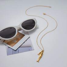 S SHOPBOHO 1pc Minimal Bohemian Accessories Ocean-Inspired Summer Jewelry Layered Necklace Fish Pendant Necklace Double Layer Mermaid Tail Beaded Chain Necklace - Boho - View 5