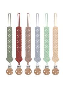 6 Stücke/Set Schnullerclips, inspiriert vom Uhrenarmband Design, flexibler Silikon Spielzeug Gurt, langanhaltend und flexibel, Kinderwagen Zubehör Seil, Essentials für Outdoor-Reisen & Babypflege