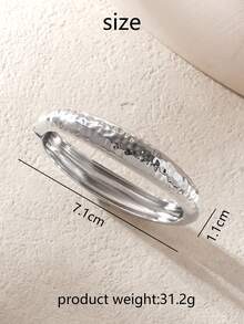 1 chiếc vòng tay kim loại trơn tối giản, thích hợp cho việc đi lại hàng ngày, kinh doanh, phong cách lãng mạn kiểu Pháp, phong cách cực kỳ đơn giản, thích hợp cho các buổi tụ tập bạn bè, những dịp sang trọng, váy dự tiệc, phụ nữ - Búa bạc - Xem 3