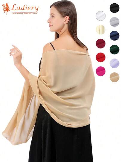1pc Fashion Soft Chiffon Scarf Shawl And Shawl For Evening Dress, Wedding Shawl, Bride Scarf, Women Pashmina Black Shawl
