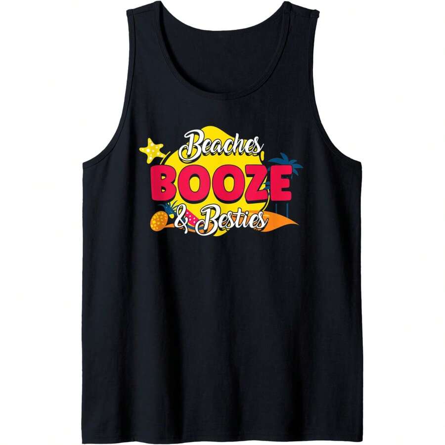 Camiseta sin mangas para el fin de semana de viaje con amigos, bebidas y mejores amigos - Negro - Ver 1