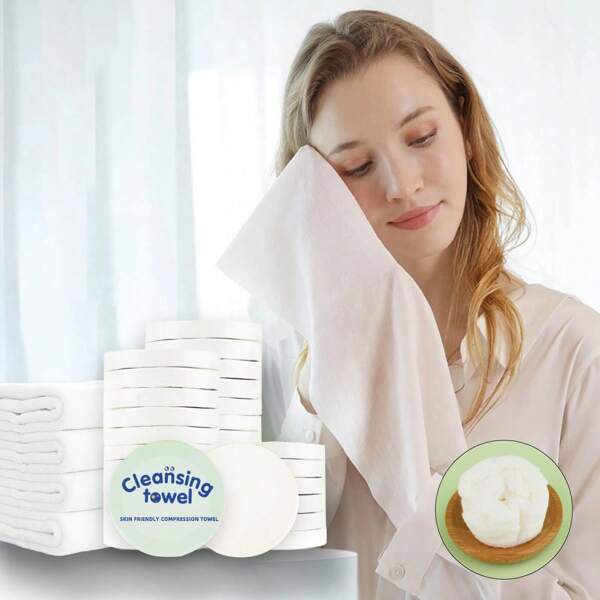 4/6pcs Portable Compressed Disposable Towels, Thickened Compressed Disposable Facial Tissues, Soft And Highly Absorbent, Perfect For Travel And Home Use