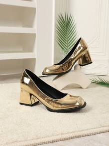 Chaussures style rétro Babies française, nouveaux talons hauts pour femmes au printemps, chaussures  de style coréen, talons carrés épais de grande taille, couleur unie, pumps