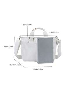 新款简约大容量托特包，时尚女士手提包，休闲多口袋单肩包，适合日常使用 - 白色 - 查看 5