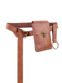 Bộ 4 túi đeo thắt lưng giả da thời Trung cổ Phục hưng kèm giá đựng cốc bia, thích hợp cho LARP & Cosplay. - màu nâu - Xem 6