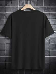 Camiseta Casual de Cuello Redondo para Hombre, Estampado de Banda Vintage, Camiseta de Poliéster de Verano, Ajuste Regular, Ligera Elasticidad, Gráfico de Rosas de Piedra, Regalo para Hombres - Negro - Ver 3