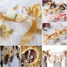 1 Roll 22m/72ft Champagne Gold Wedding Decoration Ribbon, Multi-Functional Ribbon, Silk Ribbon For DIY Crafts, Suitable For Gift Box Packaging, Invitations, Floral Design, Festival And Party Decorations, Baking Packaging, Bouquet Ribbons,Suitable For Many Occasions, Birthdays Party Decorations, Mother's Day, Valentine's Day, Weddings Scene Layout