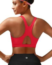 Racerback Molded Cup Sports Bra With Sewn In Pads - A-deep Red - View 2