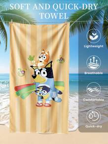 Bluey Toalha de praia azulada, 1 peça, toalha de banho com estampa de leite de coco e azul, toalha de banho, toalha de praia estilo fashion, toalha de banho superabsorvente para banheiro, natação, fitness, ioga, toalha de microfibra macia e confortável, leve e portátil, proteção contra vento e sol, à prova de areia para viagens de verão, decoração de banheiro para férias, tamanhos regulares e maiores recomendados (toalha pequena de 35 x 75 cm, 150 cm ou mais recomendada)