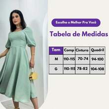 Vestido Feminino Midi Com Manga Bufante Forrado Soltinho - Verde claro - Visão 9