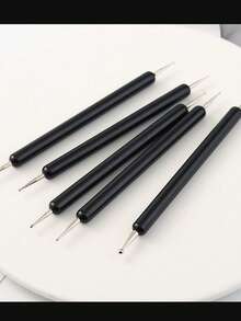 5pcs 2 Way Dotting Pen Tool Nail Art Tip Dot Paint Manicure Kit, For Embossing Pattern Clay Sculpting Nail Art - Black - View 5