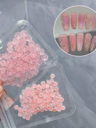 Nail Jewelry Rock Sugar Powder Camellia Nail Rose Jewelry Ice Through Fine Flash Resin Flower Nail Accessories Flower Diy
