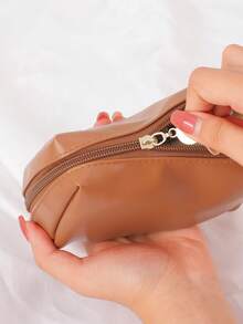 1pc Small Vegan Leather Travel Makeup Bag, Can Be Used As Wallet, Large Opening Design With Compartments And Zipper, Women's Cosmetic Organizer, Christmas Gift, Travel Essential, Women's Travel Gift, Makeup Bag, Clutch/Handbag, Cosmetic Storage Bag, Makeup Pouch, Makeup Brush Holder, Mini Makeup Bag, Large Capacity Makeup Bag, Women's Gift, Christmas Gift, Recommended Women's Gift - Multicolor - View 6