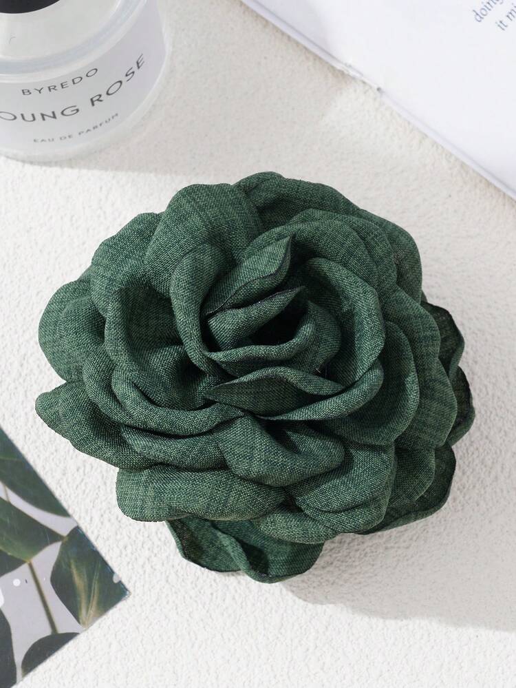 1个布艺3D玫瑰花发爪夹，优雅高贵，适合日常或户外佩戴，花朵爪夹情人节发夹发卡夹发夹发饰发爪夹发夹秋冬发饰，适合女士度假装扮夏季佩戴 - 彩色 - 查看 25