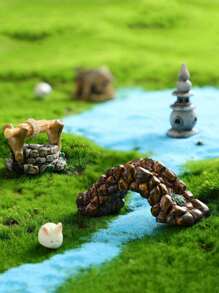12pcs/Set Mini Fairy Garden Decorations Flowers & Plants Landscape Ornaments For Potting, Lawn, Bridge, Waterwell, DIY Garden Pond Decor, Miniature Statues