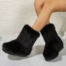 Botas altas para mujer, botas de nieve cálidas y antideslizantes con diseño de borreguito, elegantes para el invierno