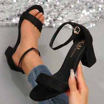 2025 Spring & Summer New Women's Sandals, Black Criss-Cross Strap French Open Toe Sexy Chunky Heel Mid-Heel Ankle Strap Fashionable Versatile High Heels, Red Bridal Shoes