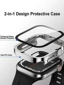 Un estuche protector de vidrio templado ultradelgado de plata, fashionable y resistente a los golpes, compatible con los casos de en tallas 38/40/41/42/44/45/46/49mm y compatible con Series Ultra/SE/10/9/8/7/6/5/4/3/2/1, accesorio de estuche para smartwatch.