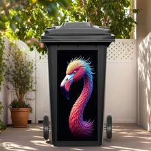 1pc Neon Animal Trash Can Stickers, Waterproof Vinyl Decals, Bull, Flamingo, Lion For Outdoor Bins, Garage & Street Decor | Punk Cyber Style - Multicolor - View 8