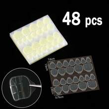 48 Pcs Press-On Nails With Extra-Strong Jelly Double-Sided Tabs - Removable Invisible Nail Adhesive Patches - Multicolor - View 7