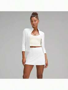 Define Cropped Jacket Nulu-For Yoga Gym Running-Sweat-Wicking-Yoga-All Seasons Sport-Spring/Summer-Autumn/Winter-Back To School - 白色 - 查看 2