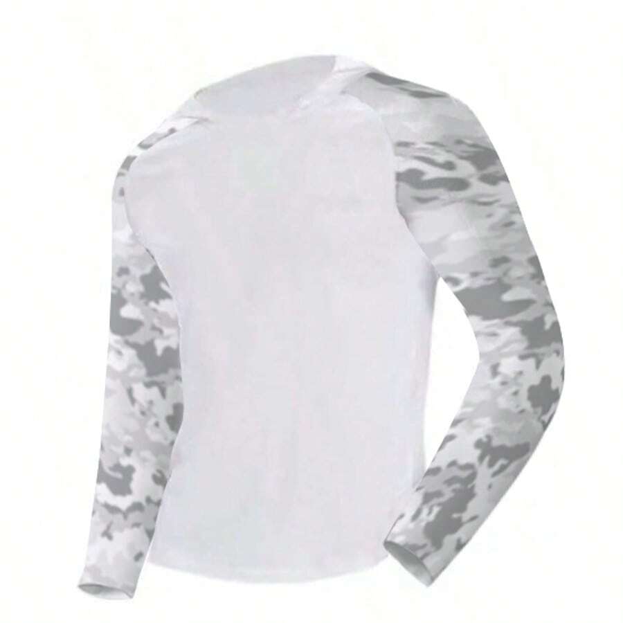 Camisas de pesca para hombres de manga larga con capucha, de secado rápido - Plateado - Ver 1