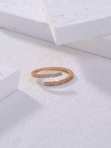 Nooxian 1pc Women Simple Cubic Zirconia Open Ring