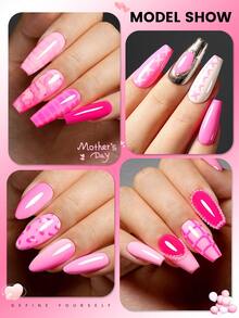 YOKEFELLOW 6色亮粉色凝胶指甲油，10毫升春夏彩色凝胶指甲油，光泽持久，可使用LED UV灯轻松卸除，打造沙龙级美甲效果，适合美甲沙龙、美甲店、DIY居家使用，女士适用，2025母亲节新品礼物 - 彩色 - 查看 5