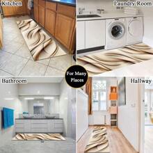 1pc Brown Striped Printed Anti-Fatigue Mat, Thick Design For Kitchen,Living Room, Porch, Balcony & Home Decor