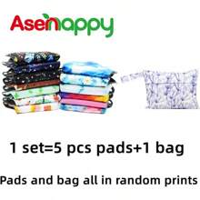 Large Random Prints Reusable Cloth Menstrual Pads Waterproof Sanitary Pads (5randompads)