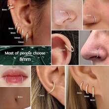 1pc High-End Stainless Steel Nose/Ear Hoop Ring With Zirconia, Closed Seamless Bevel Set, Suitable For Men And Women Everyday Wear
