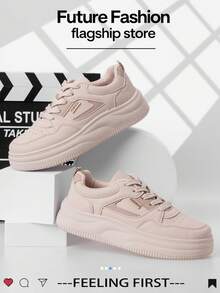 LISM 1 双女士休闲鞋，2025 年春夏新款欧美时尚，百搭运动轻便复古休闲运动鞋 - 卡其色 - 查看 4