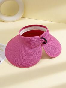 1pc Women's Candy Colored Bow Decor Wide Brim Sun Hat, Foldable & Fashionable, Suitable For Beach, Travel, Outdoor Activities And Cycling In Summer - Khaki - View 10