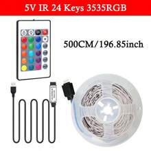Striscia luminosa a LED RGB per retroilluminazione TV da 100 a 1000 cm, alimentata tramite USB, con telecomando a 24 tasti - Cambia colore, dimmerabile e retroilluminata, adatta per camera da letto, TV, cucina, bar, sala giochi, decorazione per feste