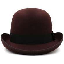 Men Women Felt Bowler Hat Classic Party Hats Lightweight Derby Fedora Hats Costume Accessories - 咖啡色 - 查看 6