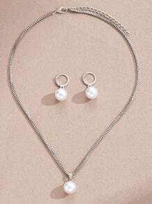 3pcs Pearl Suit Jewelry Is Suitable For Women's Daily Wear, New Fashionable And Elegant Earrings Necklace Jewelry Suit Women'sDaily/Party Wear, Mother's Day And Valentine's Day GiftValentines