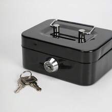 1pc High-Security Metal Key Lock Storage Box, Sturdy Durable Adult Anti-Theft Money, Multi-Functional Secure Storage For Coins Cash Cashier Drawer - Multicolor - View 6