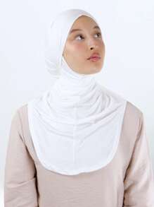 1 buc. Șapcă hijab de culoare solidă pentru femei, cagula cu șnur, eșarfă elastică pentru cap, turban, bandă de susținere respirabilă, confortabilă, elastică, cu bor larg, bandă de susținere multifuncțională pentru viața de zi cu zi, yoga, fitness, modă